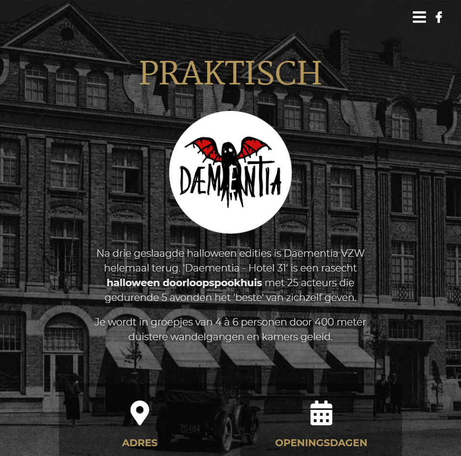 Screenshot website Daementia - Hotel 31