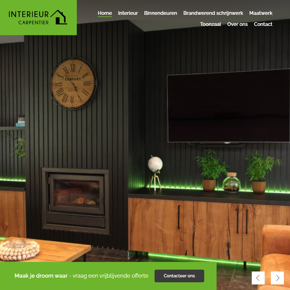 Screenshot website Interieur Carpentier