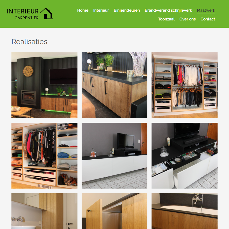 Screenshot website Interieur Carpentier